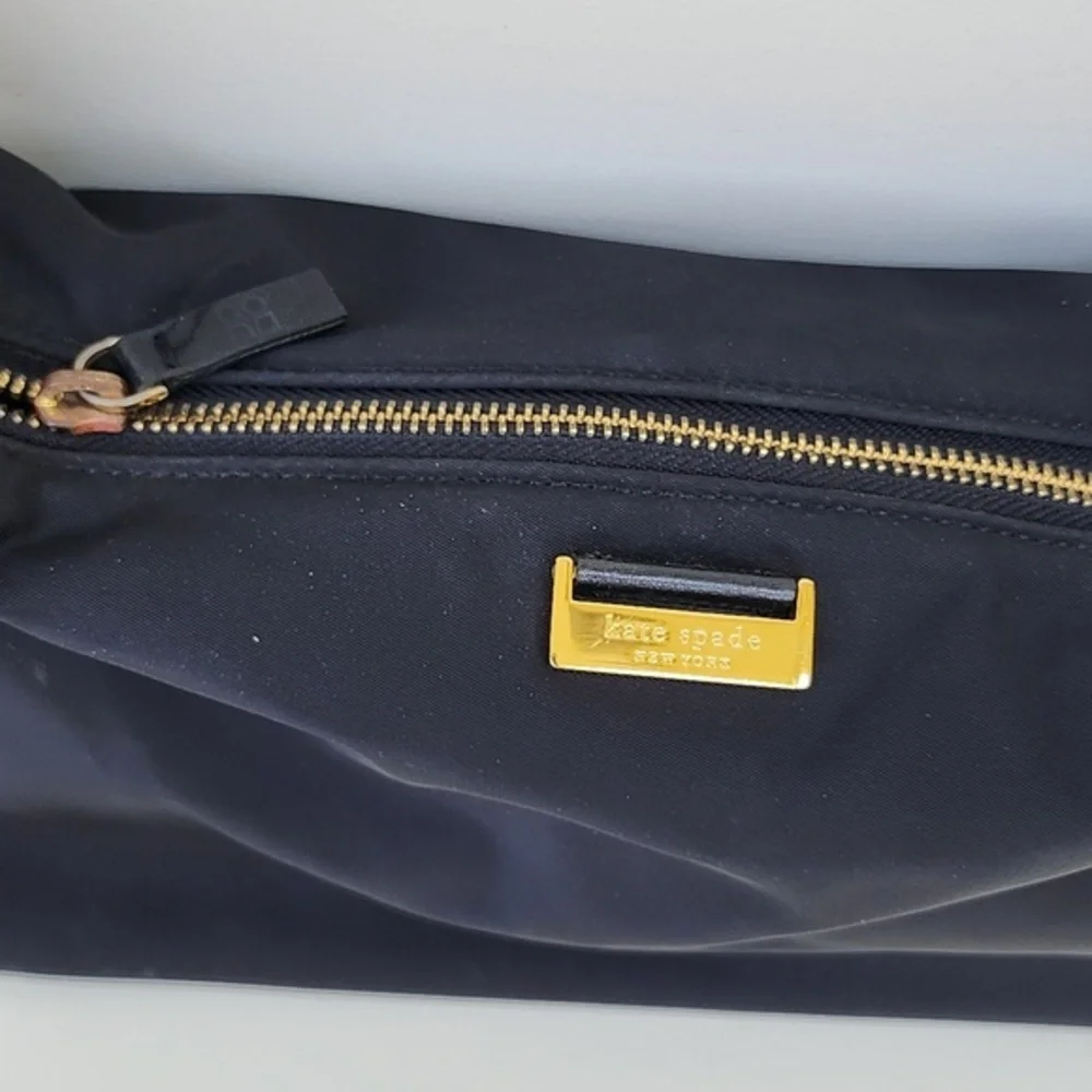 Kate Spade‎ Nylon/Leather Shoulder Purse With Gold Hardware  Black